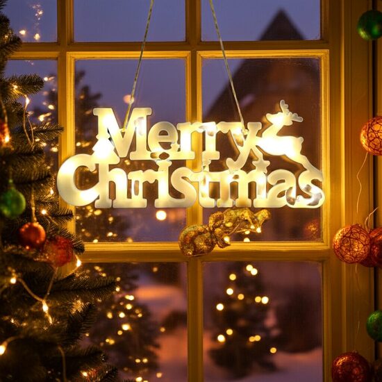 Hanging Twinkle Merry Christmas Light Up Sign